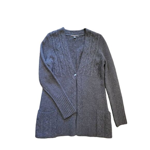 Classiques Entier Cashmere Cardigan Sweater Women's Medium Charcoal Cable Knit - Picture 1 of 5